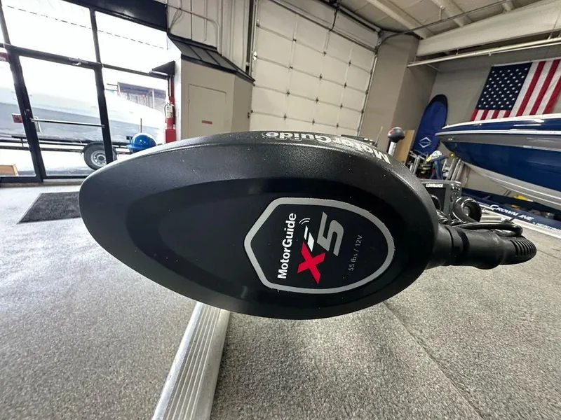 Slide: The Image of MotorGuide X5 trolling motor on 2012 Bass Tracker Panfish 16 boat in showroom. - 5
