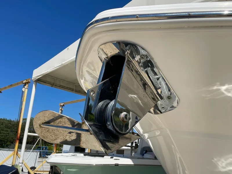 Slide: The Image of Close-up of 2020 Sea Fox 328 Commander anchor system under clear blue sky. - 33
