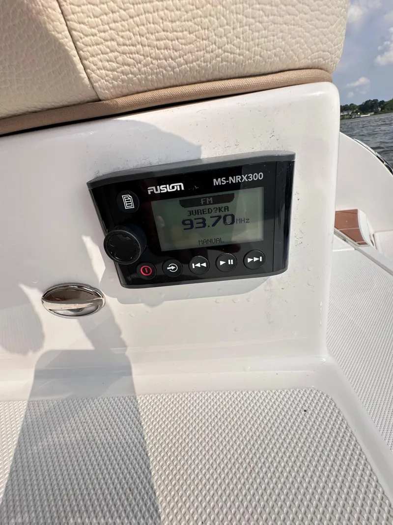 Slide: The Image of Fusion MS-NRX300 stereo on 2019 Regal 29 OBX boat dashboard. - 27