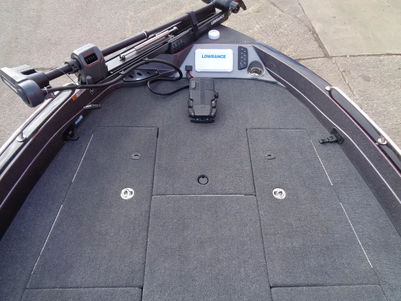 Slide: The Image of 2024 Ranger 620FS Ranger Cup Equipped boat deck with Lowrance electronics. - 11