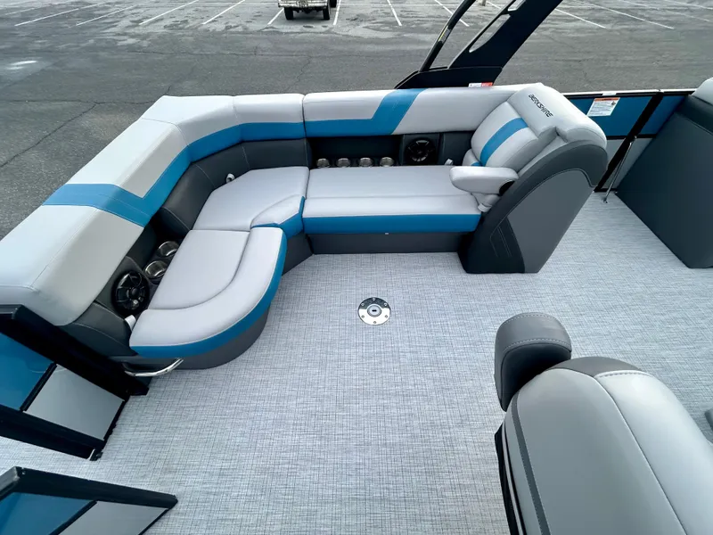 Slide: The Image of Luxurious seating on 2025 Berkshire 22CL2 ARCH CTS pontoon boat, featuring modern design and comfort. - 13