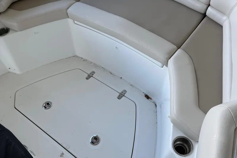 Slide: The Image of Interior seating area of a 2016 Boston Whaler 330 Outrage boat. - 11
