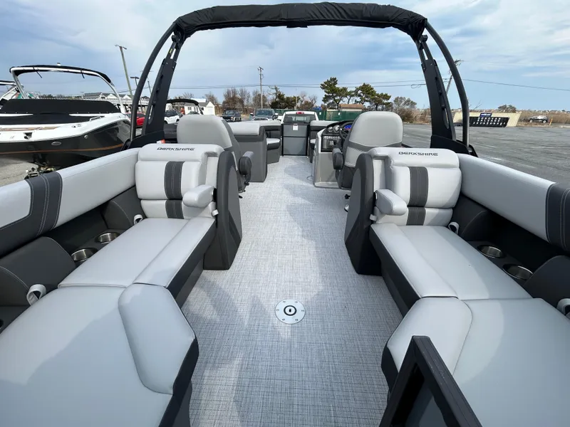 Slide: The Image of 2025 Berkshire 22RFX ARCH CTS 2.75 pontoon boat with spacious seating and modern design. - 12