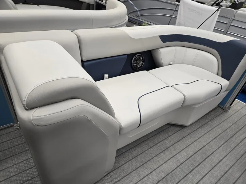 Slide: The Image of 2025 Godfrey Sweetwater 2086 C boat interior with plush seating and modern design. - 28