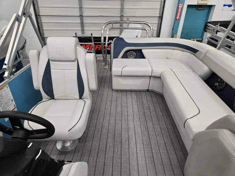Slide: The Image of Interior of 2025 Godfrey Sweetwater 2086 C pontoon boat with plush seating. - 6