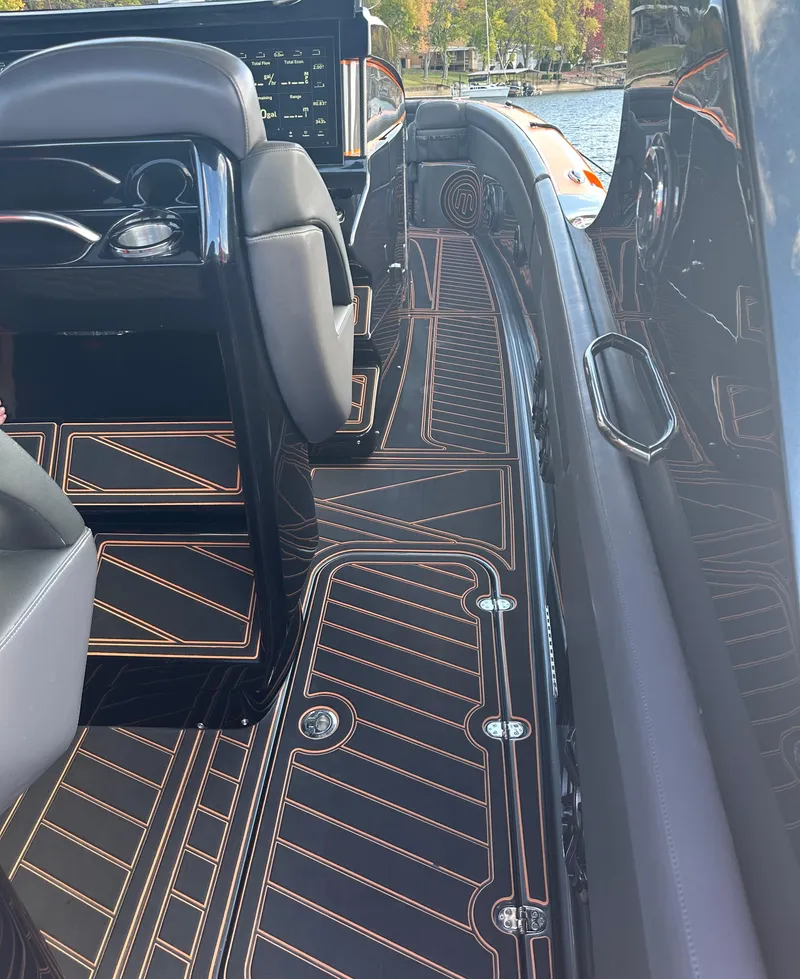 Slide: The Image of Interior view of 2023 Mystic Powerboats M3800 with sleek design and modern features. - 4