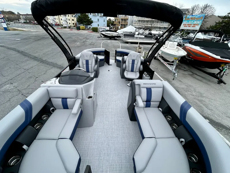 Slide: The Image of 2025 Berkshire 22RFX ARCH CTS 2.75 pontoon boat with spacious seating and modern design. - 7