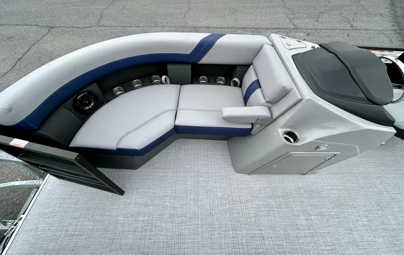 Slide: The Image of 2025 Berkshire 22RFX ARCH CTS 2.75 boat interior with sleek seating and modern design. - 8