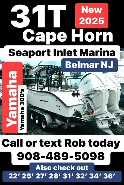 The Image of 2025 Cape Horn 31T boat at Seaport Inlet Marina, Belmar NJ. Contact Rob: 908-489-5098. - 1
