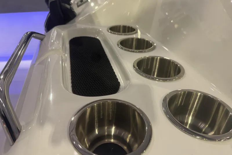 Slide: The Image of Cup holders on 2025 Cape Horn 36 XS boat console. - 17