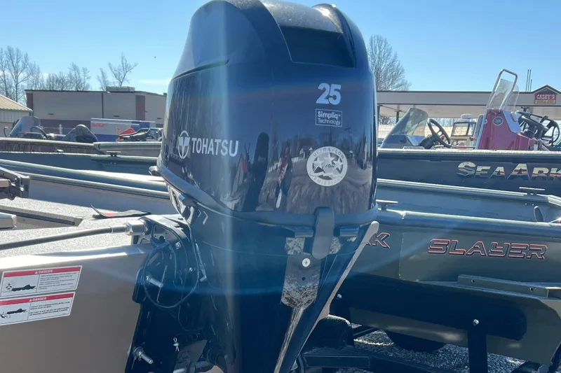 Slide: The Image of 2025 SeaArk 1652 Crappie boat with Tohatsu 25 HP outboard motor. - 12