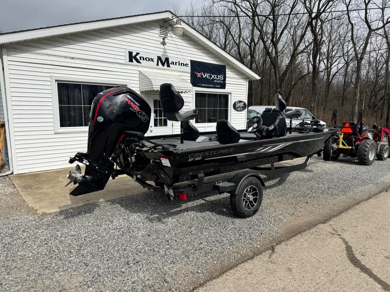 Slide: The Image of 2025 Crestliner XF189 boat outside Knox Marine dealership. - 3