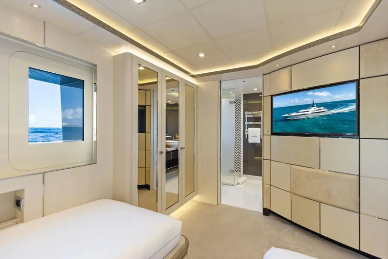 Slide: The Image of Luxurious interior of 2019 Bilgin 156 yacht with modern design and ocean view. - 29