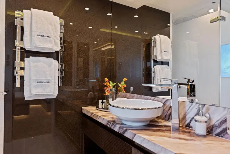 Slide: The Image of Luxurious bathroom in 2019 Bilgin 156 yacht with elegant sink and plush towels. - 30