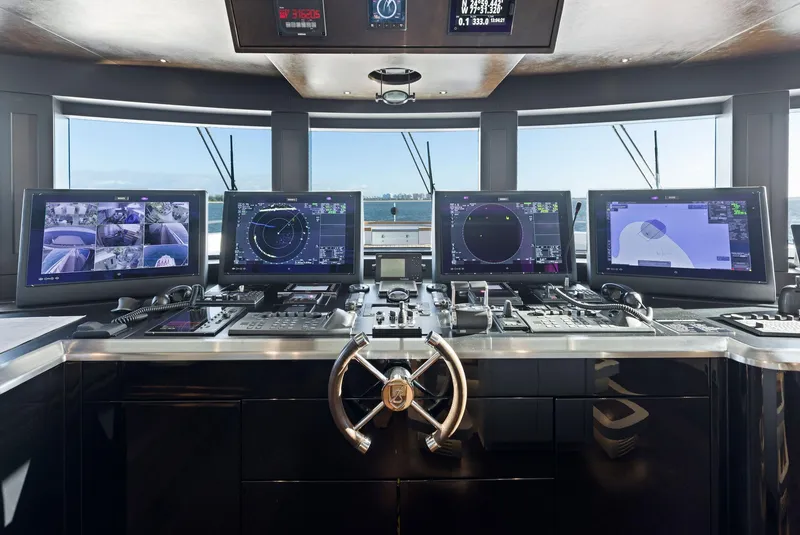 Slide: The Image of Bilgin 156 yacht helm with advanced navigation screens and controls, 2019 model. - 33