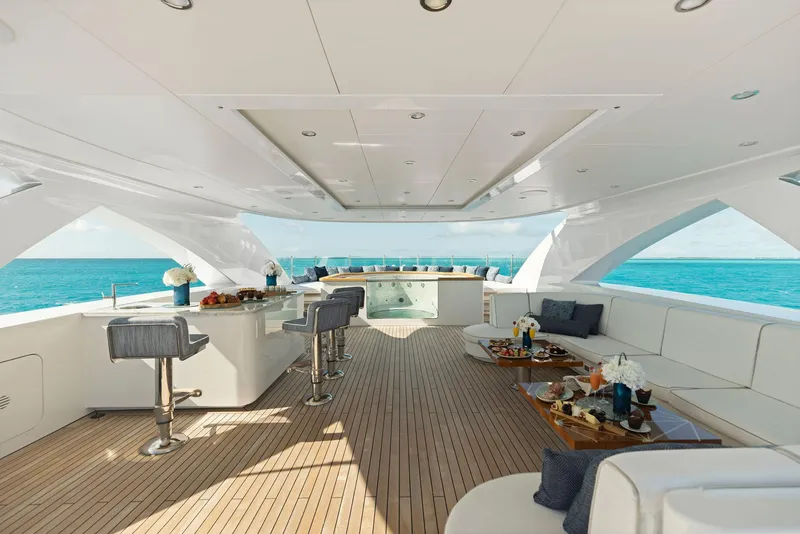 Slide: The Image of Luxurious Bilgin 156 yacht interior with elegant seating and ocean view, 2019 model. - 44