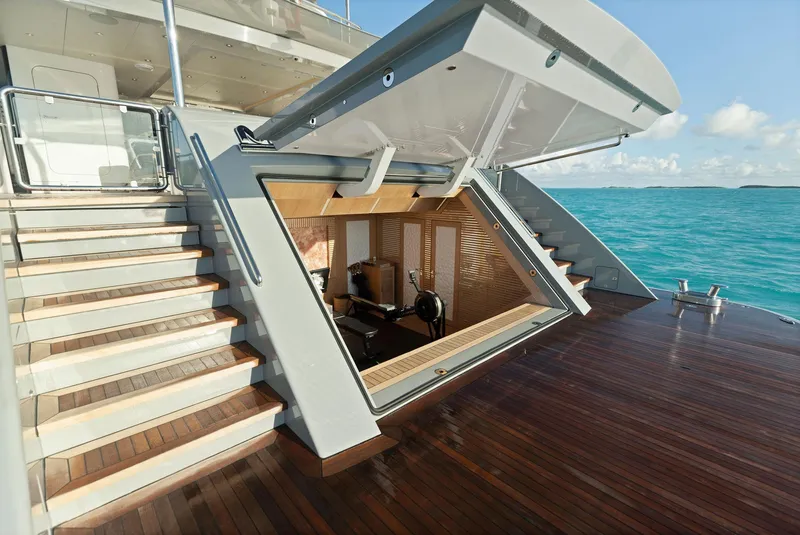 Slide: The Image of Luxury yacht Bilgin 156, 2019 model, featuring an open deck and modern interior. - 48
