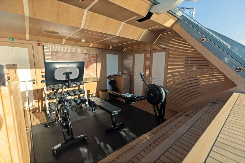 Slide: The Image of Luxury yacht gym with exercise bike and rowing machine, Bilgin 156, 2019 model. - 49