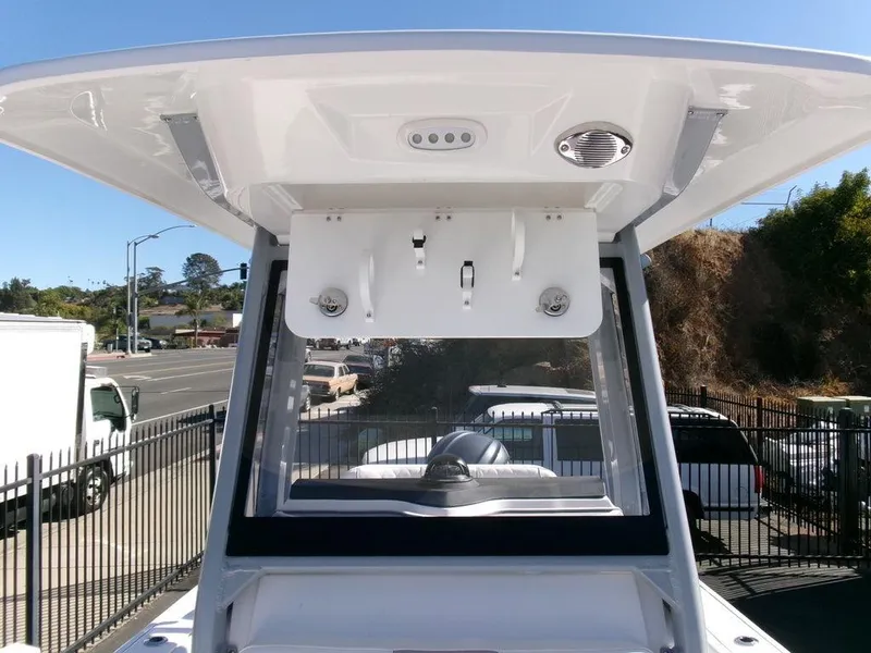 Slide: The Image of 2025 Sea Fox 248 Commander boat console with T-top and electronics. - 14