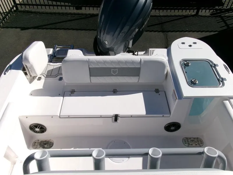 Slide: The Image of 2025 Sea Fox 248 Commander boat interior with seating and storage features. - 29