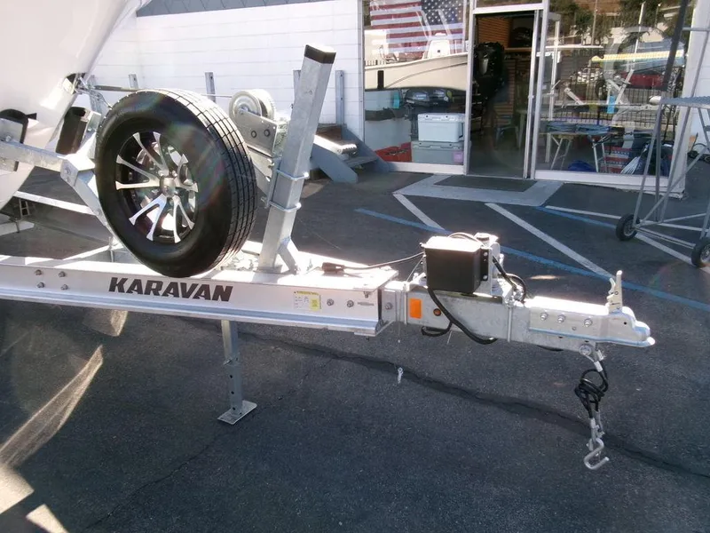 Slide: The Image of Trailer for 2025 Sea Fox 248 Commander boat, featuring Karavan branding. - 36