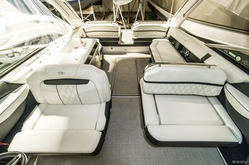 Slide: The Image of 2021 Regal 2800 Bowrider interior with luxurious white seating and modern design. - 33