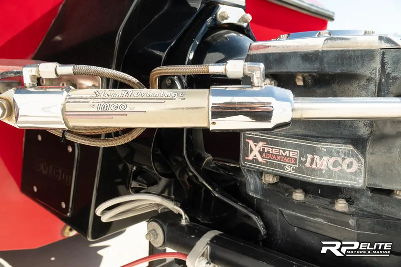 Slide: The Image of Close-up of 1998 Warlock 28 SXT boat engine with IMCO components. - 42