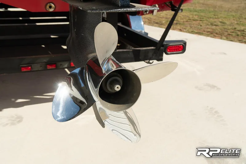 Slide: The Image of Close-up of a 1998 Warlock 28 SXT boat propeller on a trailer. - 44