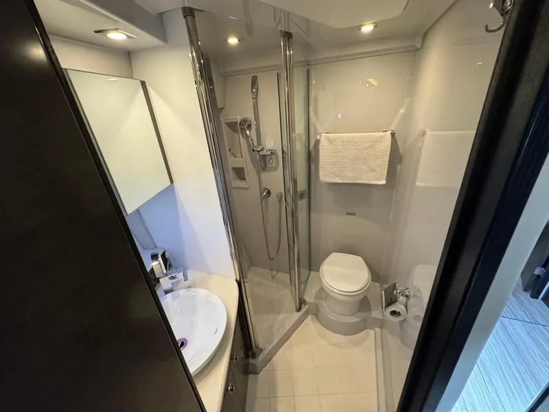 Slide: The Image of Luxurious bathroom in 2017 Cruisers Yachts 45 Cantius with modern fixtures and shower. - 18