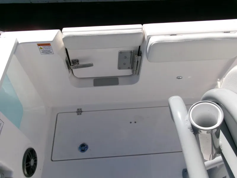Slide: The Image of 2025 Sea Fox 268 Commander boat interior, featuring seating and storage area. - 41