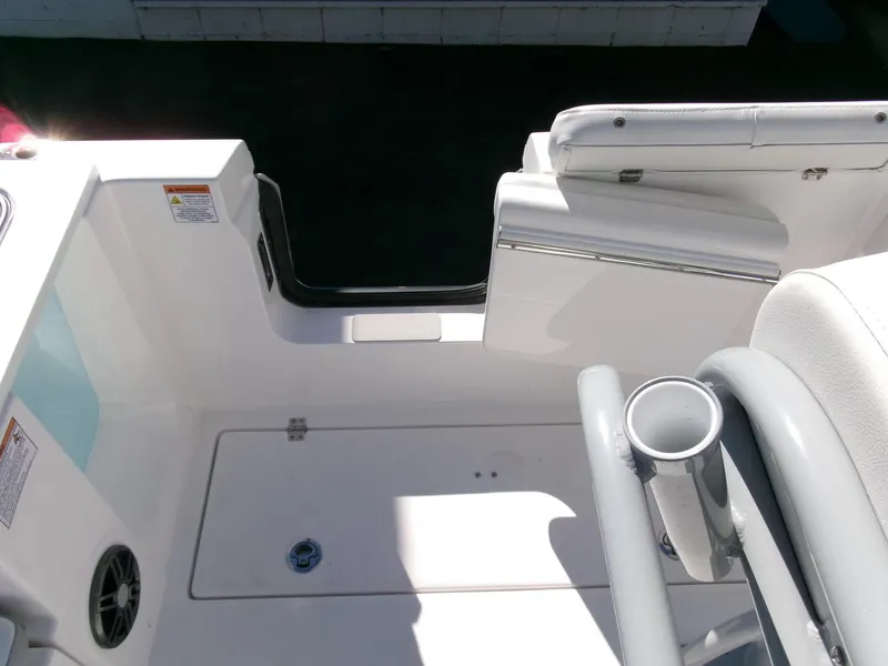 Slide: The Image of 2025 Sea Fox 268 Commander boat interior with seating and cup holder. - 42