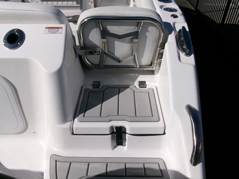 Slide: The Image of 2025 Sea Fox 268 Commander boat interior with open storage compartment. - 46