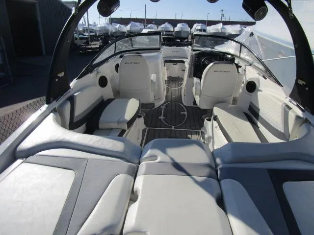 Slide: The Image of 2017 Larson 292 LXI boat interior with spacious seating and modern design. - 28