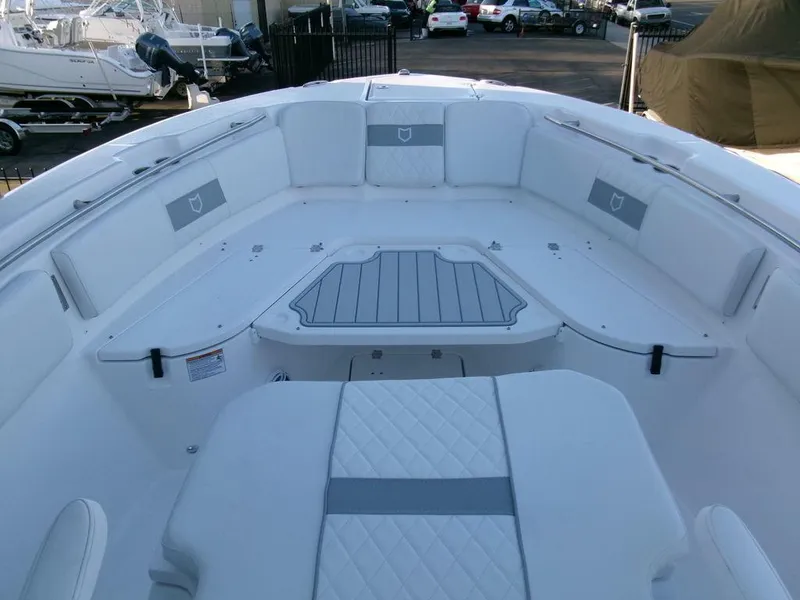 Slide: The Image of 2025 Sea Fox 288 Commander boat interior with spacious seating and modern design. - 12
