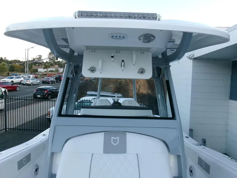 Slide: The Image of 2025 Sea Fox 288 Commander boat, featuring a sleek helm and modern design. - 19