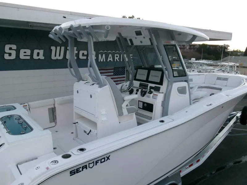 Slide: The Image of 2025 Sea Fox 288 Commander boat at Sea Witch Marine dealership. - 28