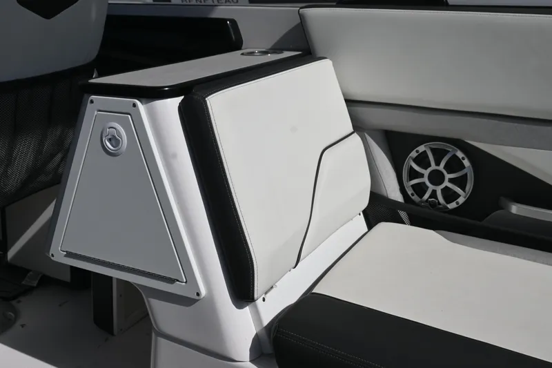Slide: The Image of 2023 Yamaha Boats 252SD interior seating with speaker detail. - 15