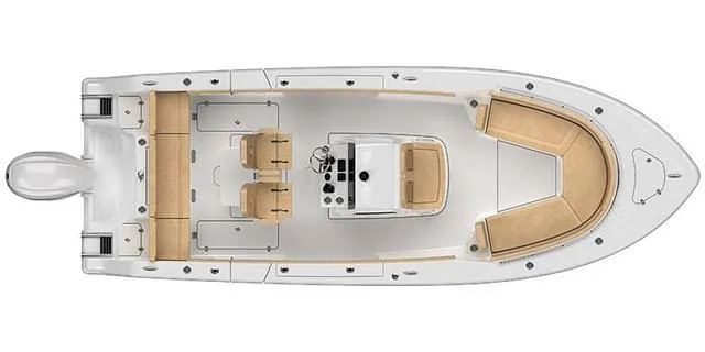 Slide: The Image of 2025 Sportsman Heritage 261 boat, top view, featuring spacious seating and modern design. - 3
