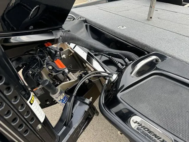 Slide: The Image of 2023 Phoenix 721 Pro XP boat engine compartment, showcasing detailed wiring and components. - 4
