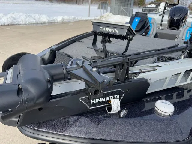 Slide: The Image of Minn Kota trolling motor with Garmin mount on iKon LX20 boat, 2025 model. - 14