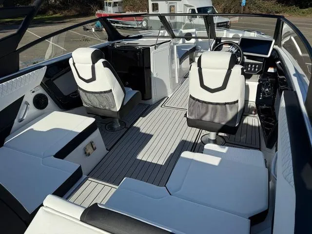Slide: The Image of 2025 Yamaha Boats 222SD interior with modern seating and sleek design. - 6