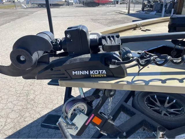 Slide: The Image of Minn Kota Terrova trolling motor on 2022 G3 Sportsman 1910 boat trailer. - 11