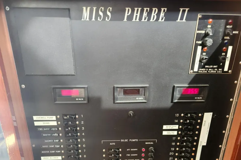Slide: The Image of Control panel of 1971 Whiticar Sportfish "Miss Phebe II" with switches and gauges. - 40