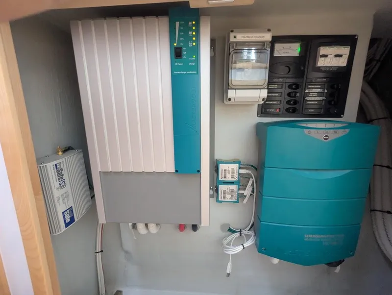 Slide: The Image of Electrical panel and equipment inside a 2020 Seawind 1260 catamaran. - 31