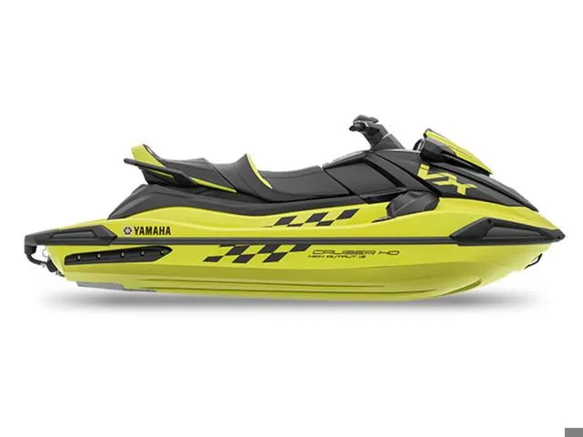 Slide: The Image of 2023 Yamaha WaveRunner VX Cruiser® HO with Audio in vibrant yellow and black design. - 13