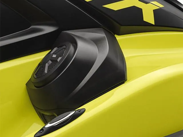 Slide: The Image of 2023 Yamaha WaveRunner VX Cruiser® HO with Audio, featuring sleek yellow and black design. - 8