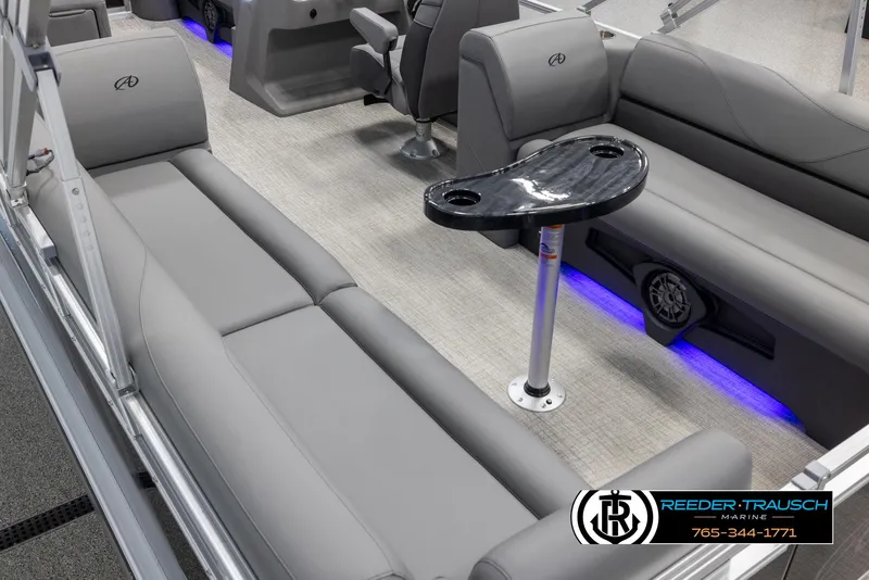 Slide: The Image of Luxurious interior of 2025 Avalon VLS QL boat with modern seating and ambient lighting. - 12