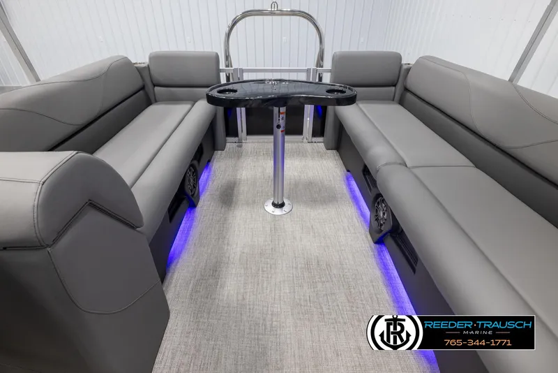 Slide: The Image of 2025 Avalon VLS QL interior with gray seating, LED lighting, and a central table. - 16