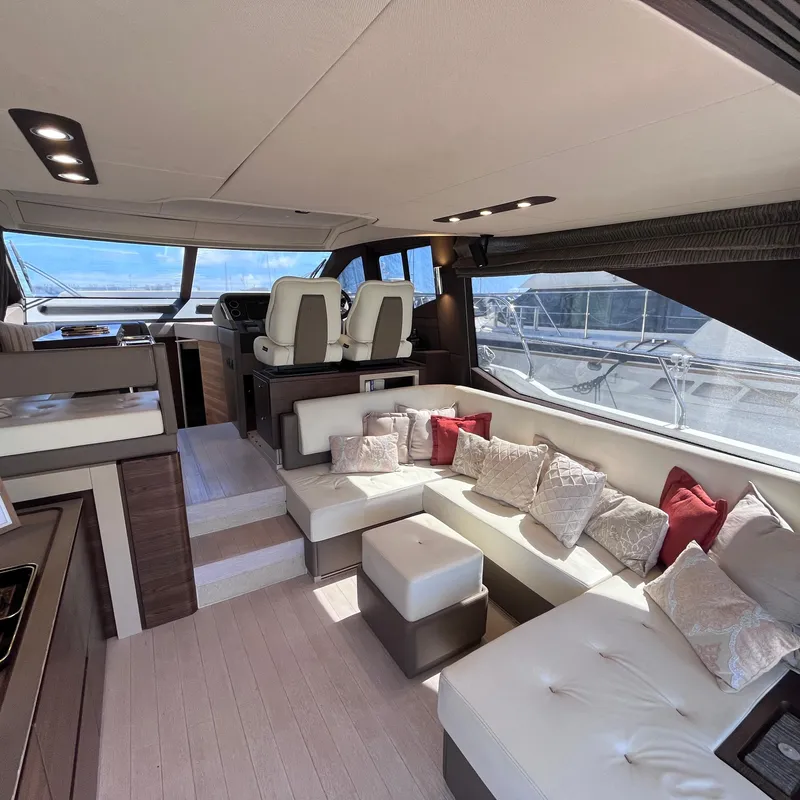 Slide: The Image of Luxurious interior of 2015 Azimut 50 Fly yacht with plush seating and modern design. - 8