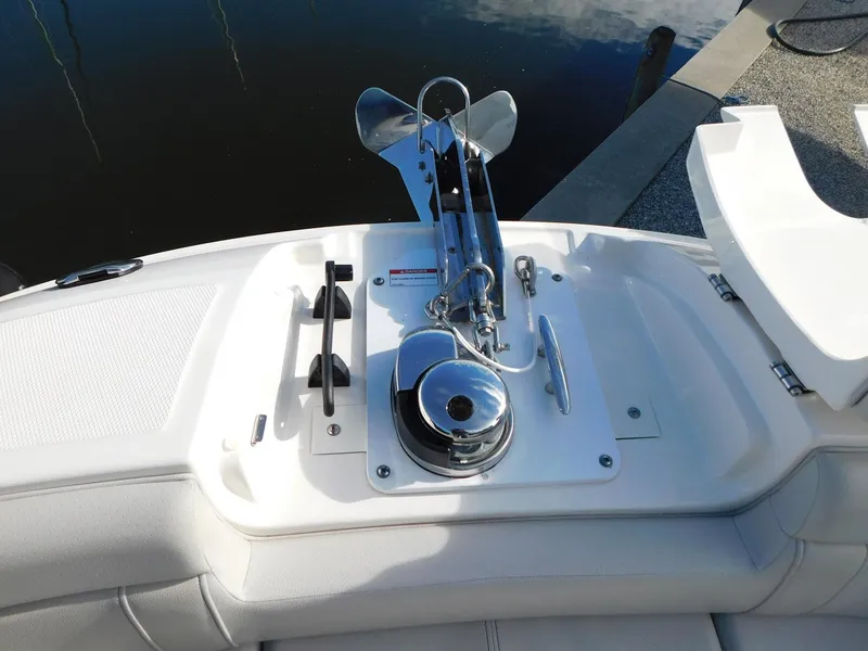 Slide: The Image of 2020 Sea Ray SDX 270 Outboard anchor system on deck, featuring sleek design and functionality. - 10